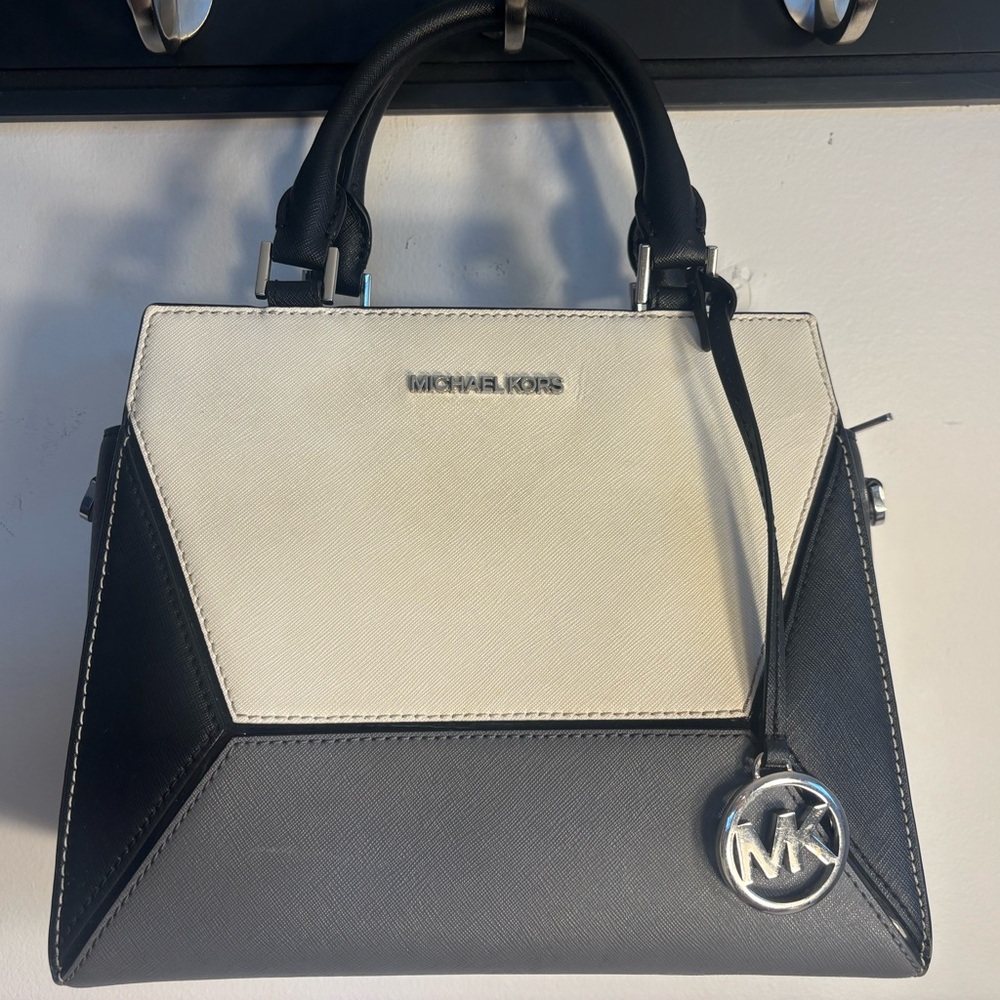 Michael Kors Black & White Geometric Satchel